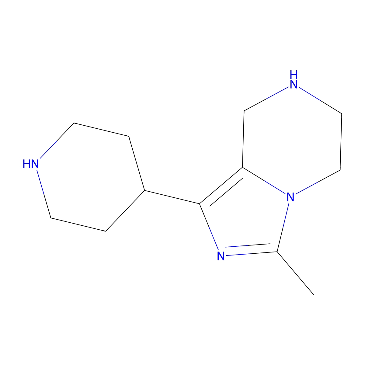 4-{3-methyl-5H,6H,7H,8H-imidazo[1,5-a]pyrazin-1-yl}piperidine molecular structure, CAS 2580186-62-3
