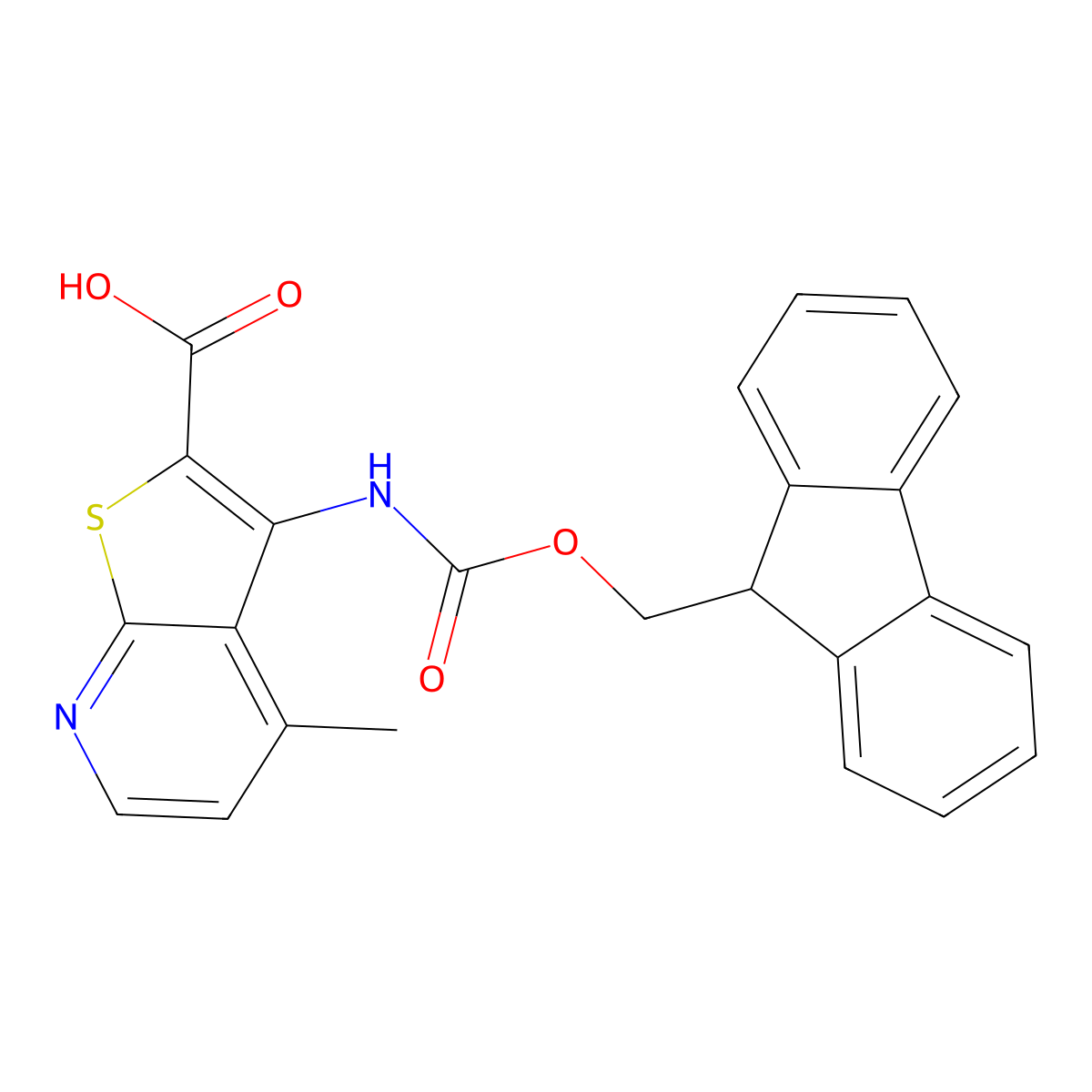 3-({[(9H-fluoren-9-yl)methoxy]carbonyl}amino)-4-methylthieno[2,3-b]pyridine-2-carboxylic acid molecular structure, CAS 2580186-63-4