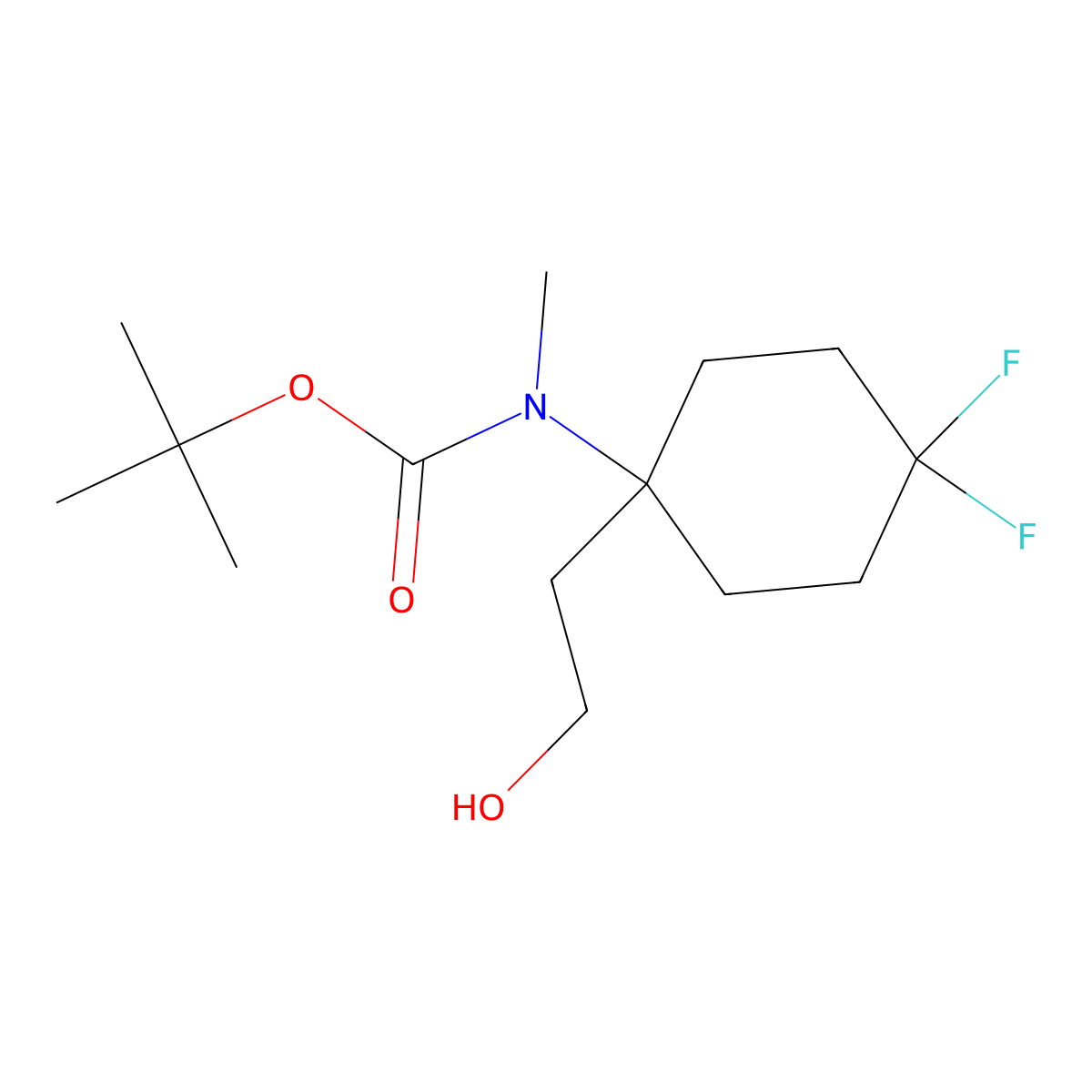 tert-butyl N-[4,4-difluoro-1-(2-hydroxyethyl)cyclohexyl]-N-methylcarbamate molecular structure, CAS 2580186-65-6