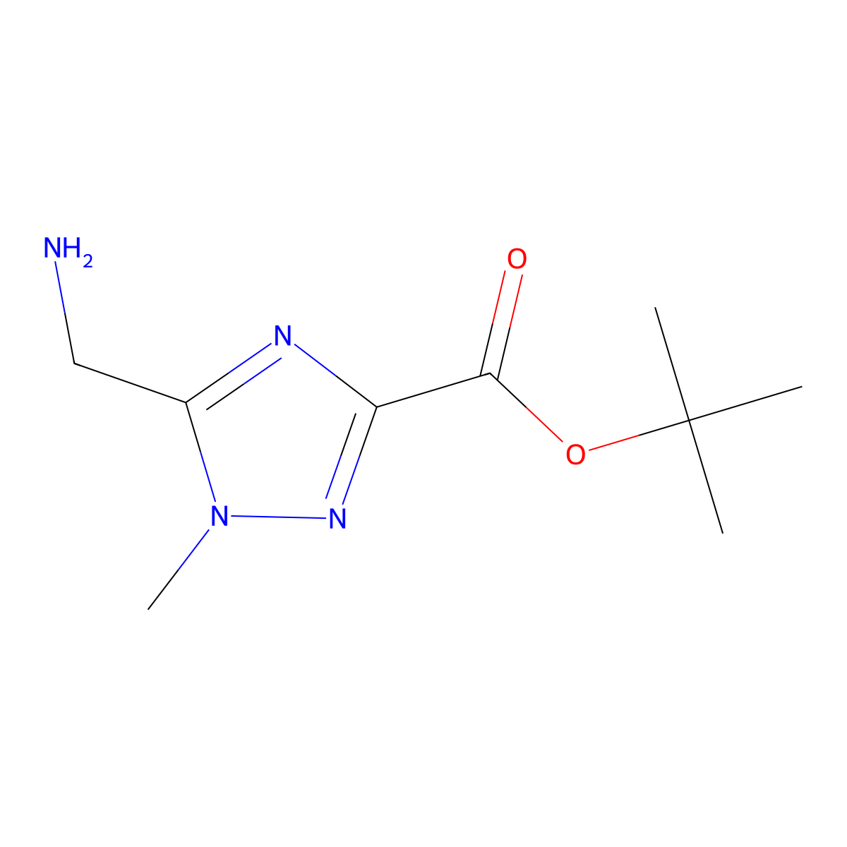 tert-butyl 5-(aminomethyl)-1-methyl-1H-1,2,4-triazole-3-carboxylate molecular structure, CAS 2580186-77-0