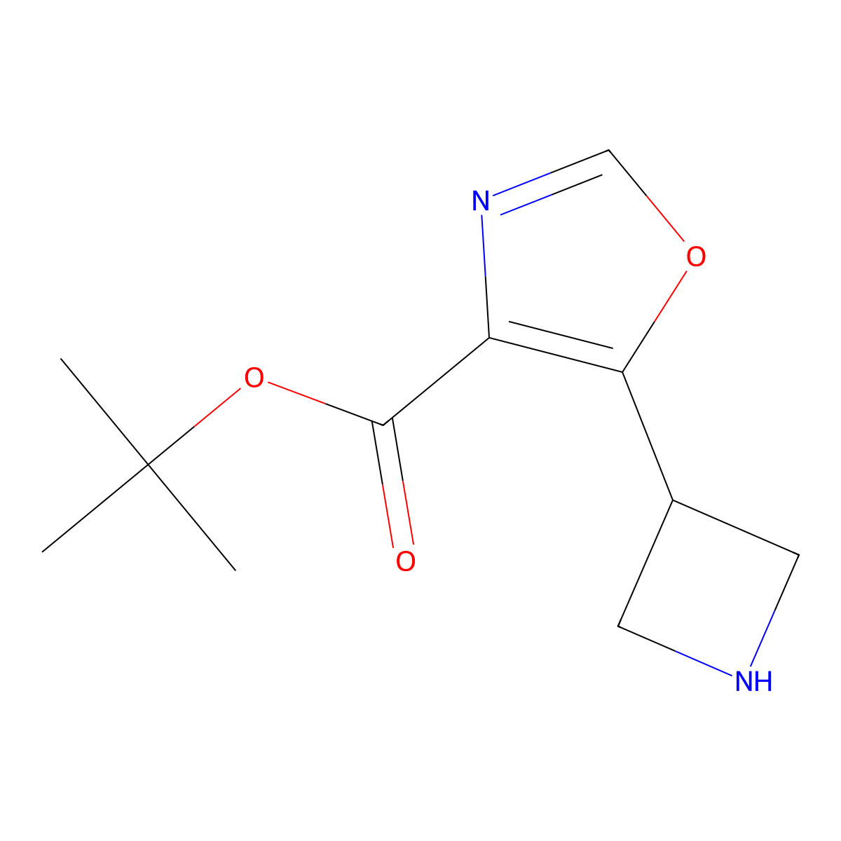 Tert-butyl 5-(azetidin-3-yl)-1,3-oxazole-4-carboxylate molecular structure, CAS 2580186-79-2