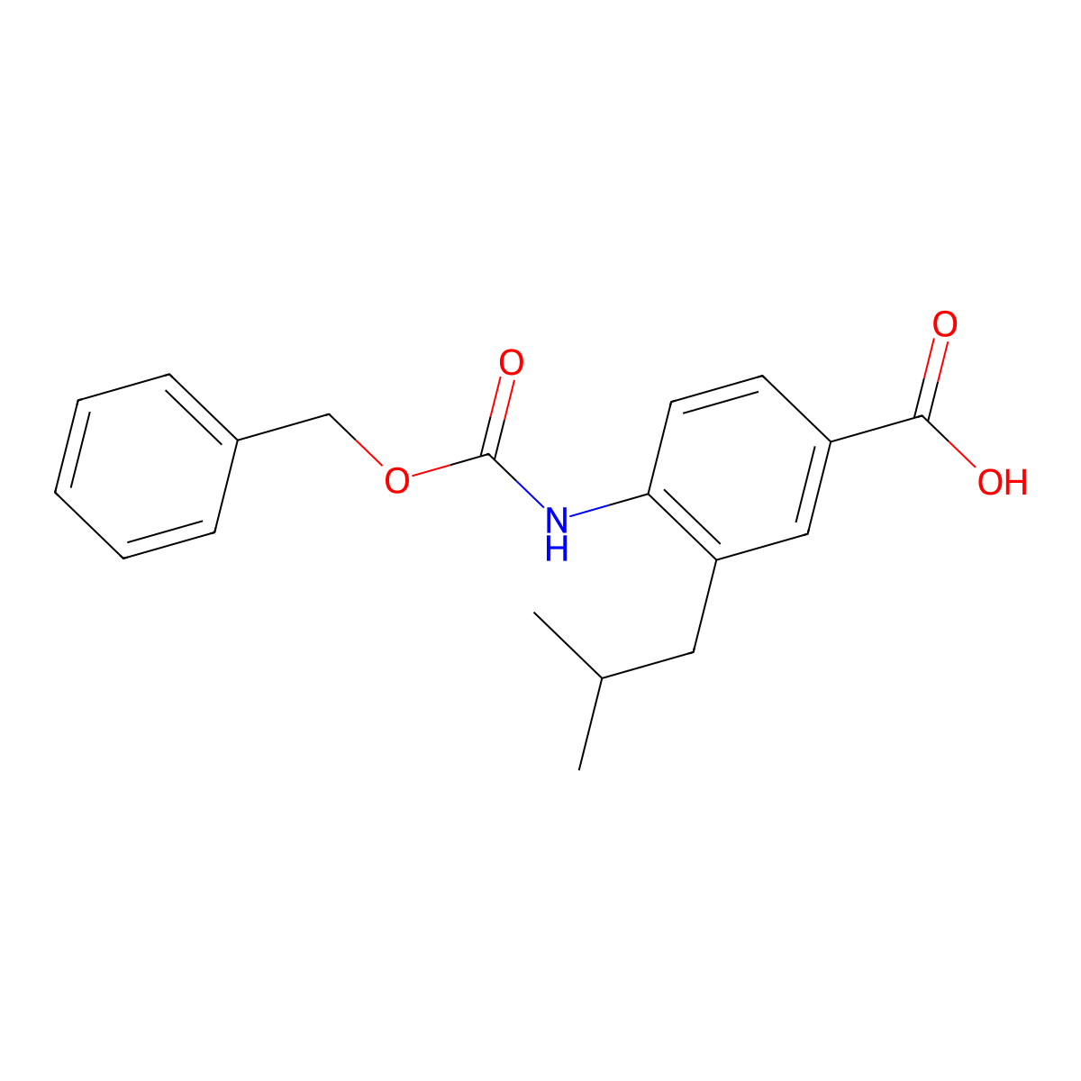 4-{[(Benzyloxy)carbonyl]amino}-3-(2-methylpropyl)benzoic acid molecular structure, CAS 2580186-81-6