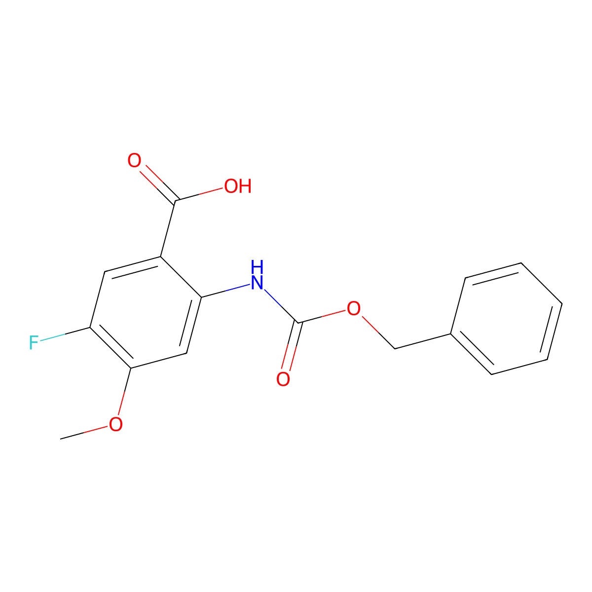 2-{[(Benzyloxy)carbonyl]amino}-5-fluoro-4-methoxybenzoic acid molecular structure, CAS 2580186-88-3
