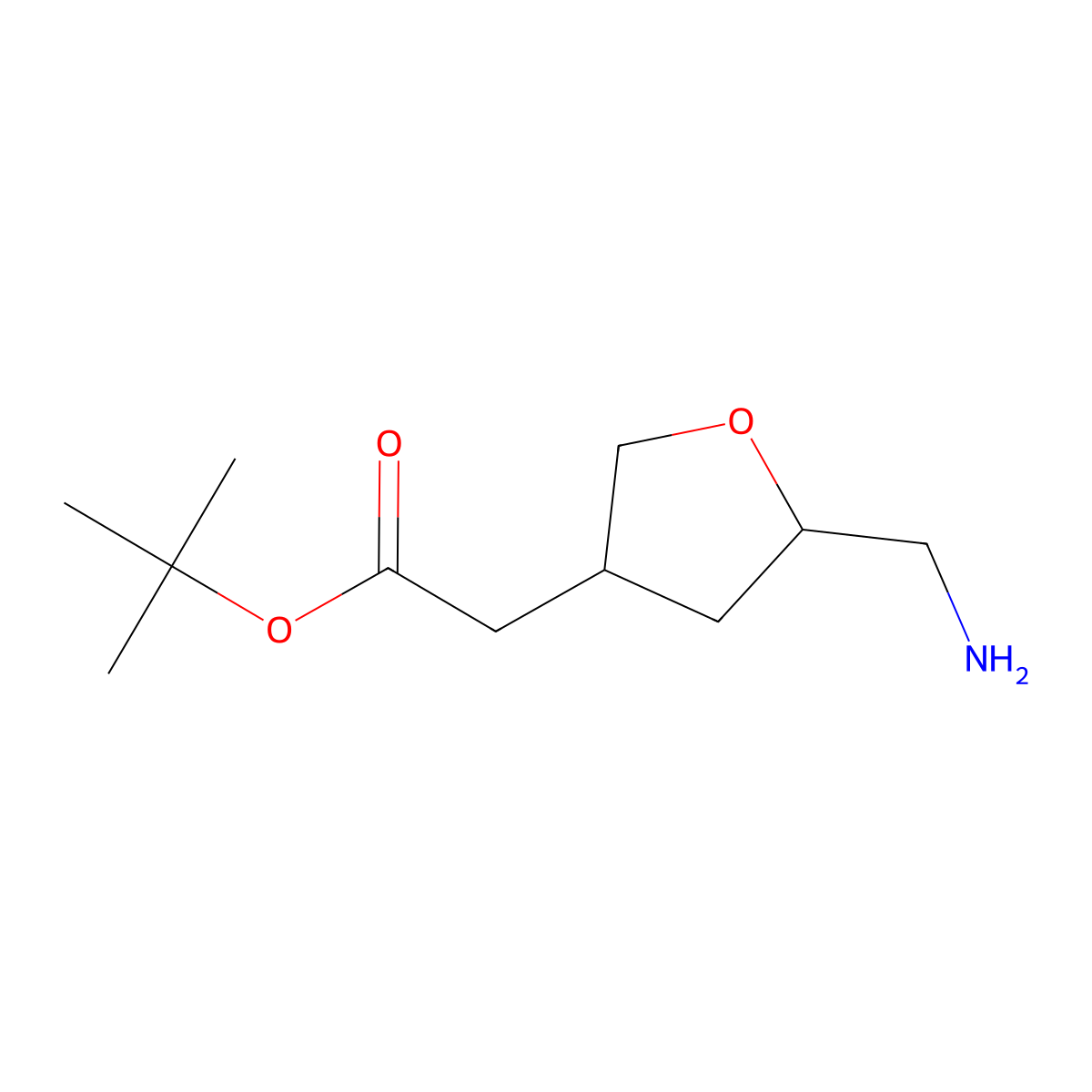 Tert-butyl 2-[5-(aminomethyl)oxolan-3-yl]acetate molecular structure, CAS 2580186-92-9
