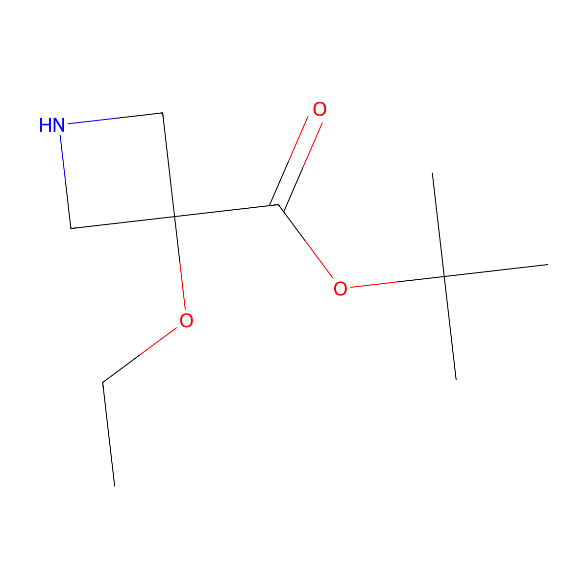 Tert-butyl 3-ethoxyazetidine-3-carboxylate molecular structure, CAS 2580186-95-2