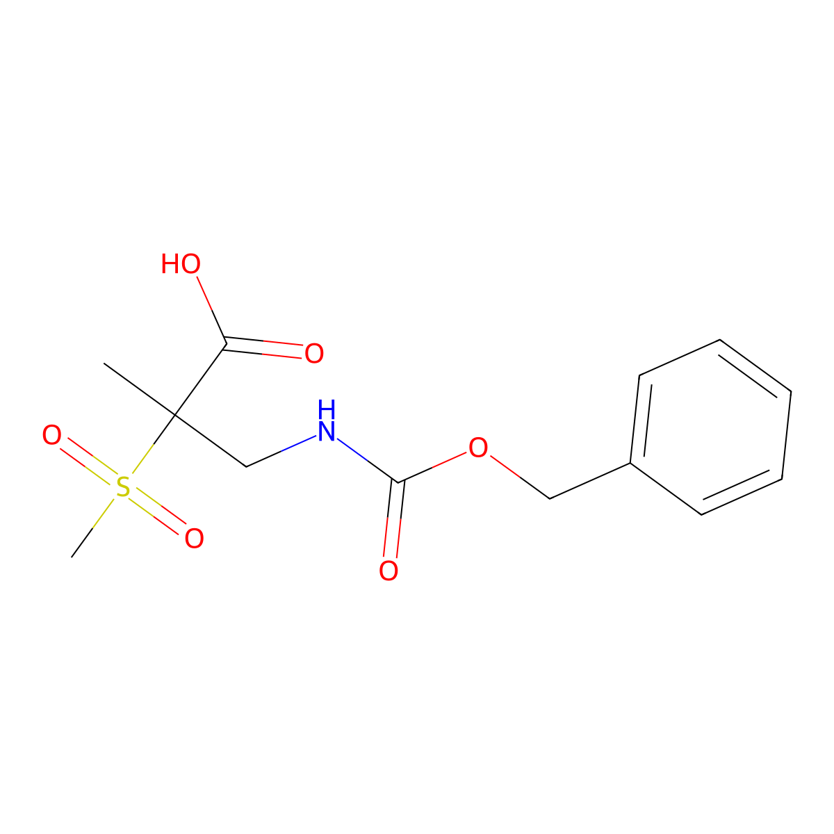 3-{[(Benzyloxy)carbonyl]amino}-2-methanesulfonyl-2-methylpropanoic acid molecular structure, CAS 2580186-96-3