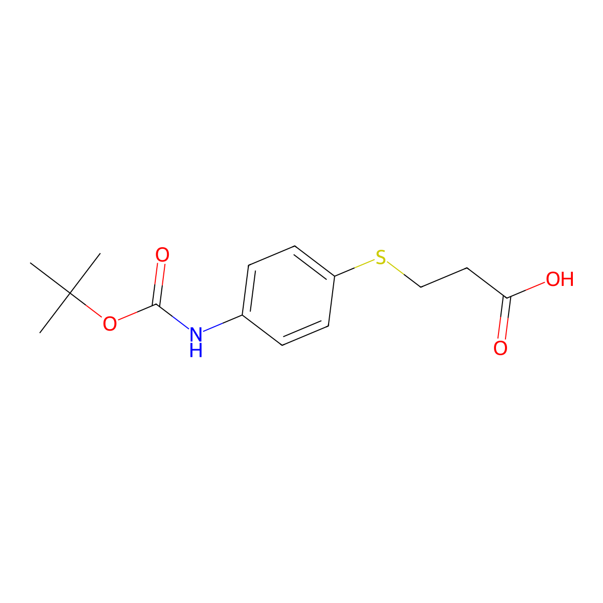 3-[(4-{[(Tert-butoxy)carbonyl]amino}phenyl)sulfanyl]propanoic acid molecular structure, CAS 2580187-02-4