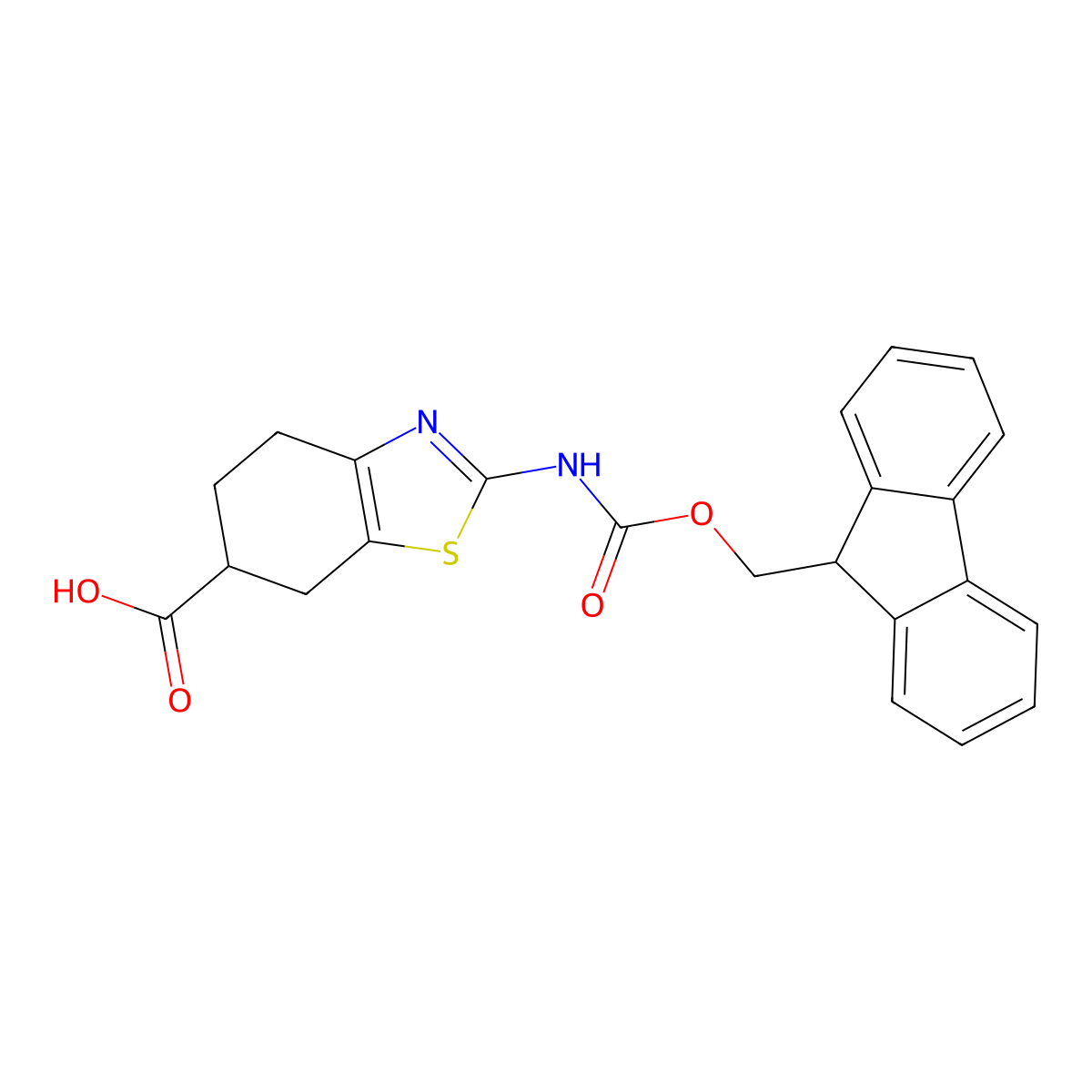 2-({[(9H-fluoren-9-yl)methoxy]carbonyl}amino)-4,5,6,7-tetrahydro-1,3-benzothiazole-6-carboxylic acid molecular structure, CAS 2580187-05-7