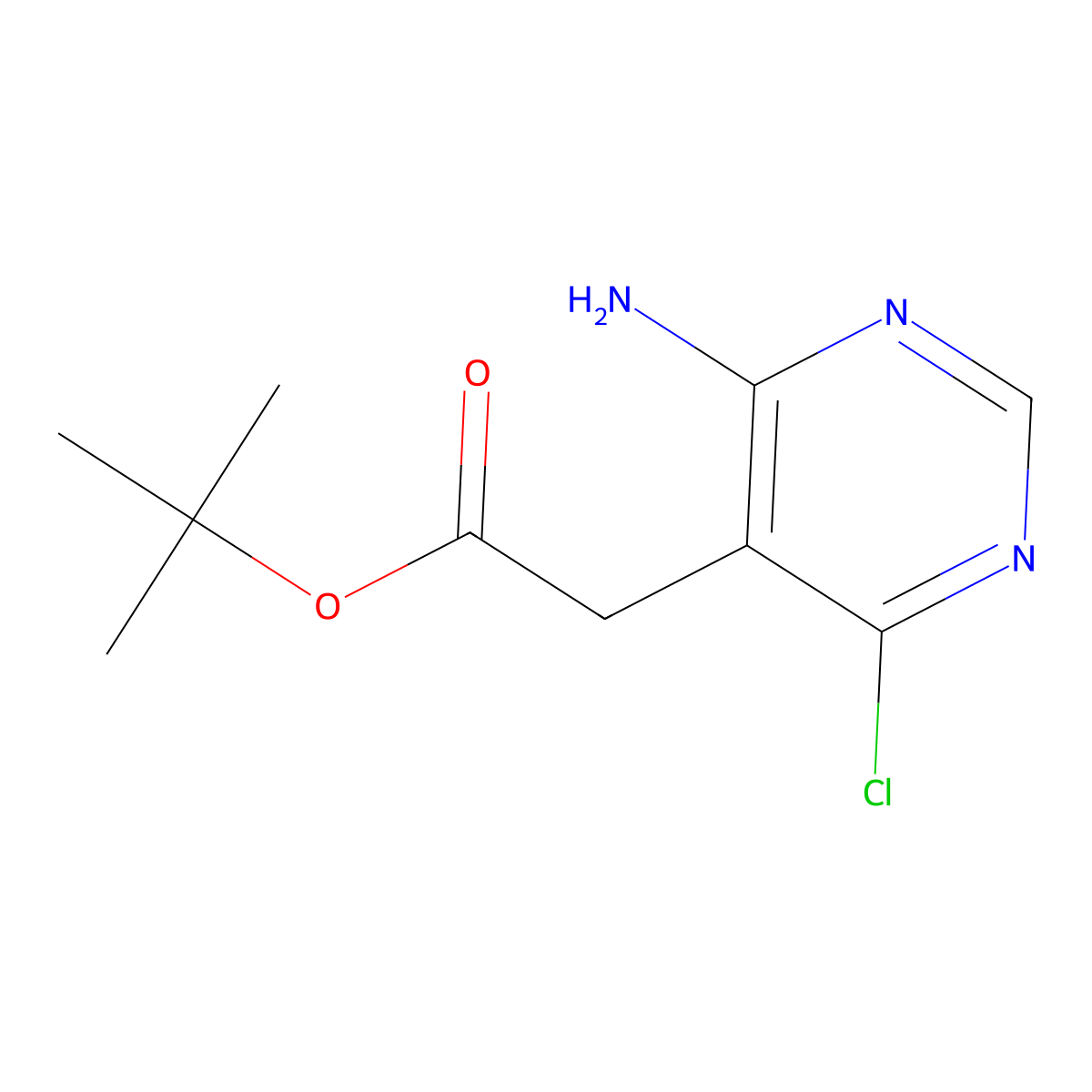 Tert-butyl 2-(4-amino-6-chloropyrimidin-5-yl)acetate molecular structure, CAS 2580187-21-7
