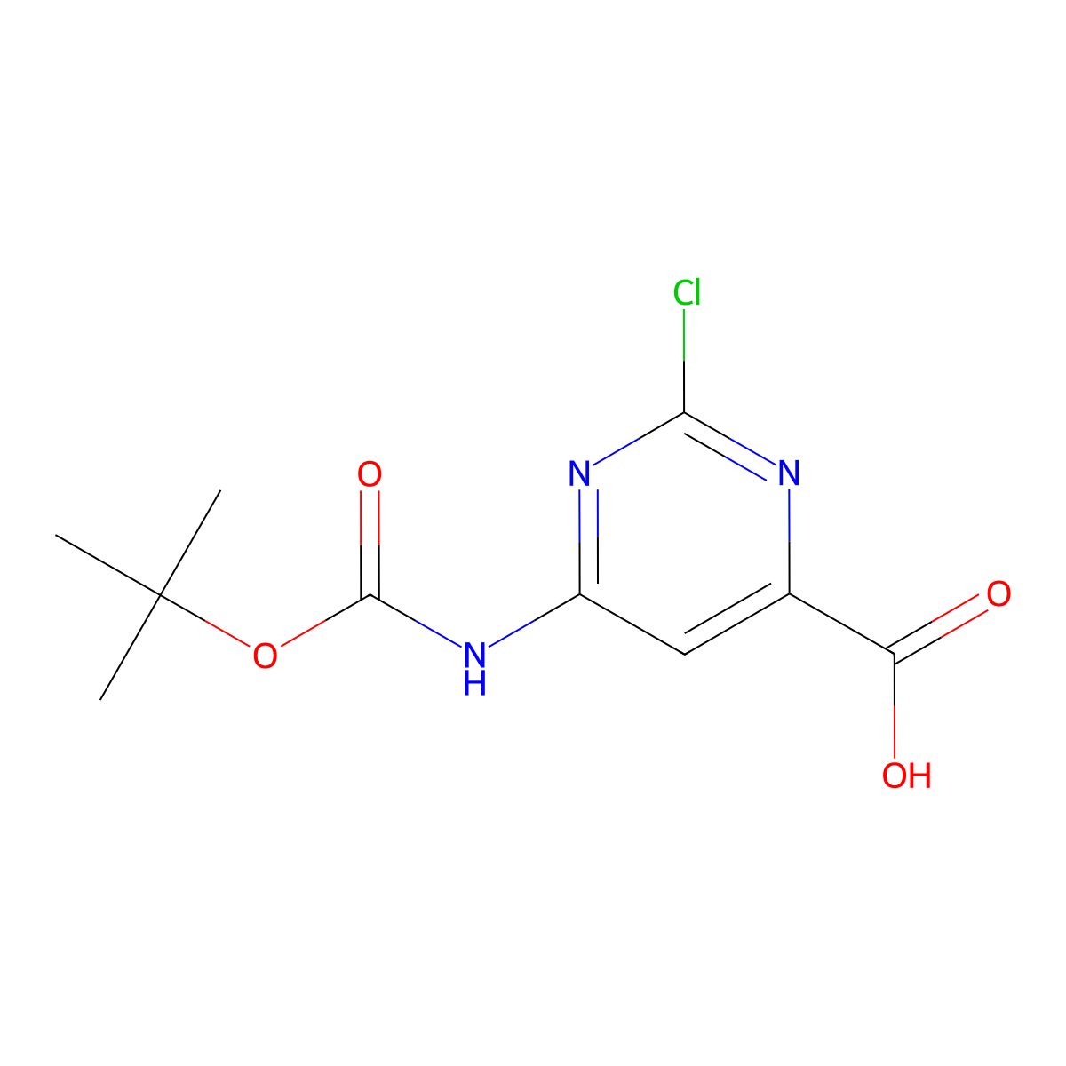 6-{[(Tert-butoxy)carbonyl]amino}-2-chloropyrimidine-4-carboxylic acid molecular structure, CAS 2580187-25-1