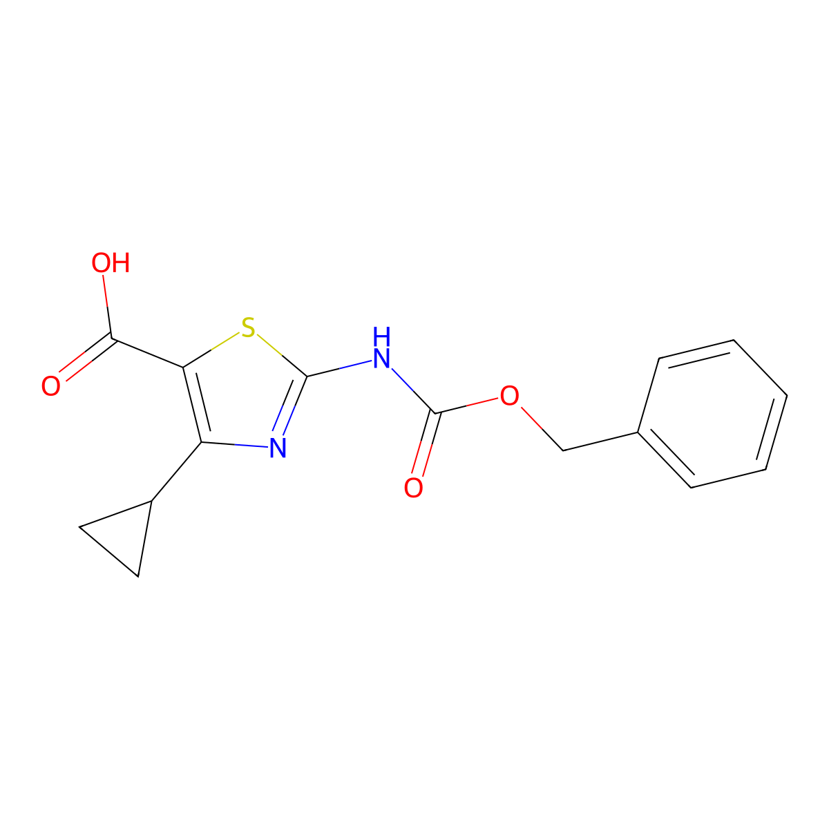 2-{[(Benzyloxy)carbonyl]amino}-4-cyclopropyl-1,3-thiazole-5-carboxylic acid molecular structure, CAS 2580187-27-3