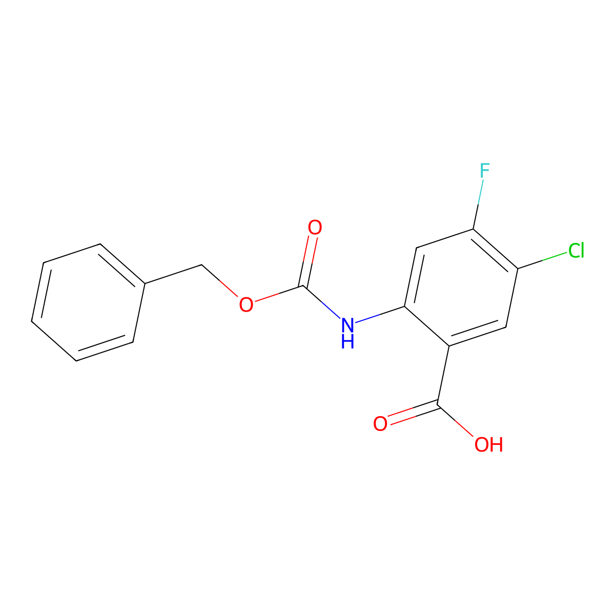 2-{[(Benzyloxy)carbonyl]amino}-5-chloro-4-fluorobenzoic acid molecular structure, CAS 2580187-36-4