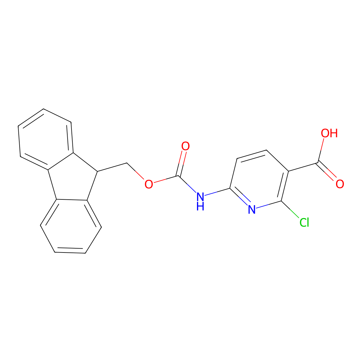 2-chloro-6-({[(9H-fluoren-9-yl)methoxy]carbonyl}amino)pyridine-3-carboxylic acid molecular structure, CAS 2580187-37-5