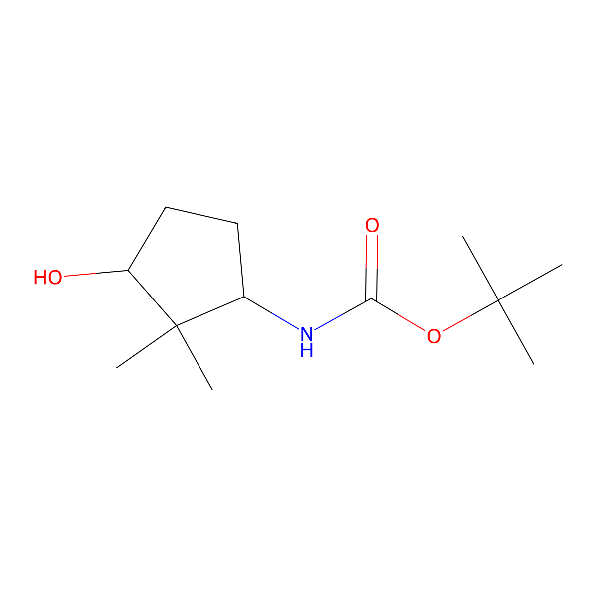 tert-butyl N-(3-hydroxy-2,2-dimethylcyclopentyl)carbamate molecular structure, CAS 2580187-43-3