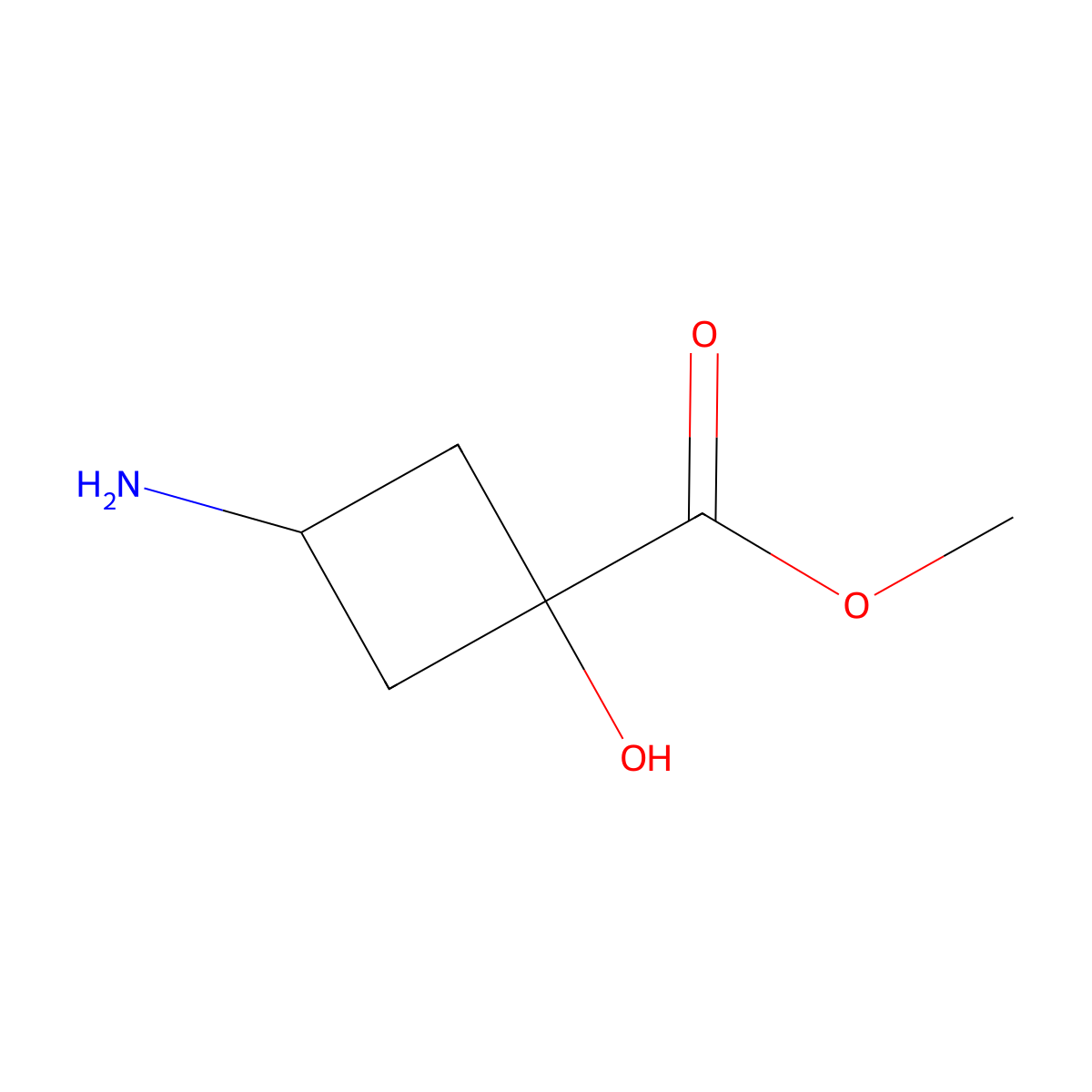 Methyl 3-amino-1-hydroxycyclobutane-1-carboxylate molecular structure, CAS 2580187-46-6