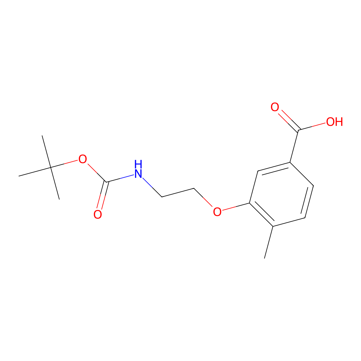 3-(2-{[(Tert-butoxy)carbonyl]amino}ethoxy)-4-methylbenzoic acid molecular structure, CAS 2580187-50-2