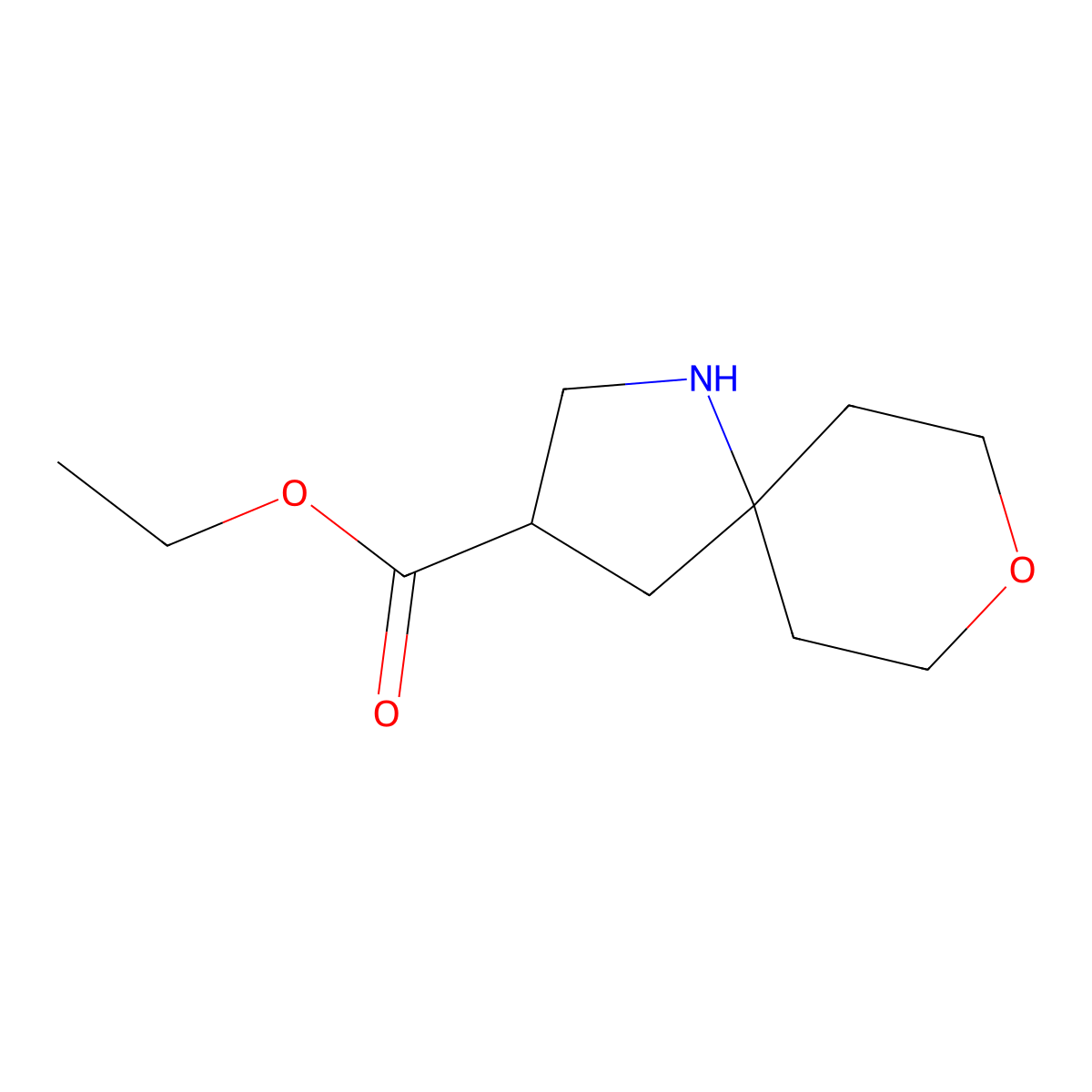 Ethyl 8-oxa-1-azaspiro[4.5]decane-3-carboxylate molecular structure, CAS 2580187-67-1