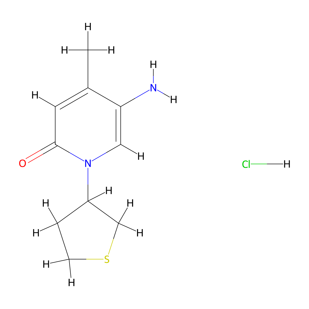 5-Amino-4-methyl-1-(thiolan-3-yl)-1,2-dihydropyridin-2-one hydrochloride molecular structure, CAS 2580187-73-9