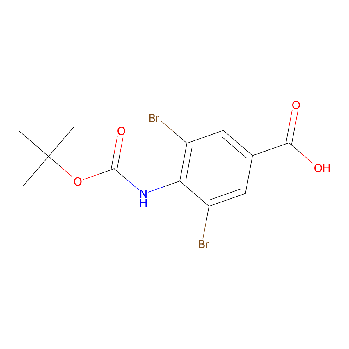 3,5-Dibromo-4-{[(tert-butoxy)carbonyl]amino}benzoic acid molecular structure, CAS 2580187-89-7