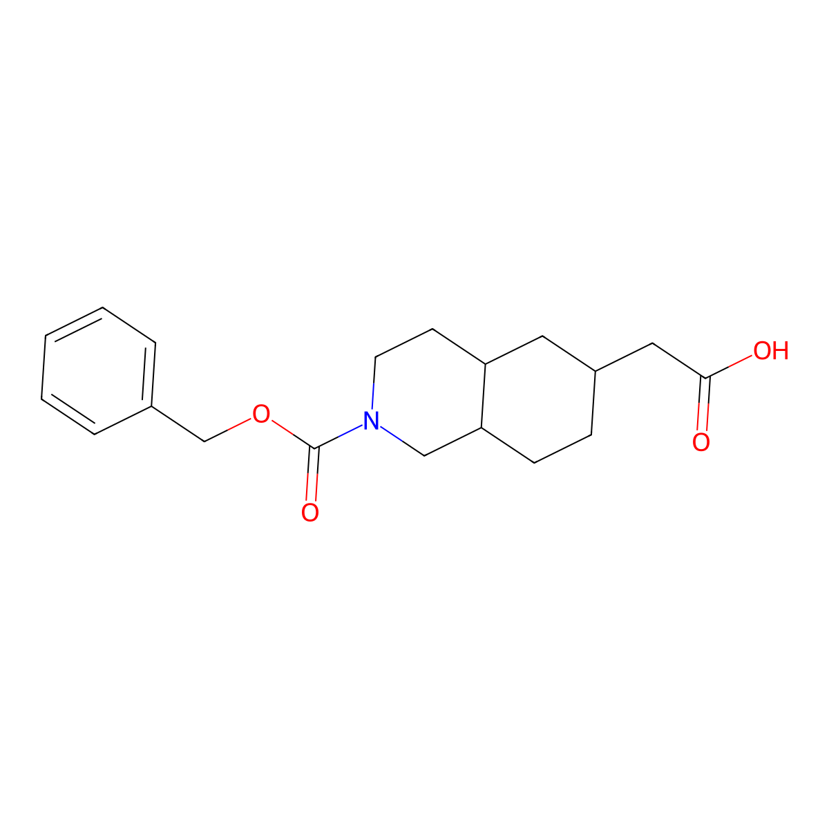 2-{2-[(Benzyloxy)carbonyl]-decahydroisoquinolin-6-yl}acetic acid molecular structure, CAS 2580187-96-6