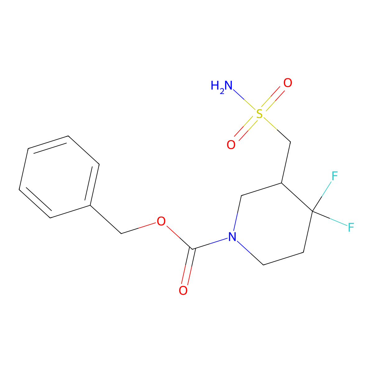 Benzyl 4,4-difluoro-3-(sulfamoylmethyl)piperidine-1-carboxylate molecular structure, CAS 2580188-14-1