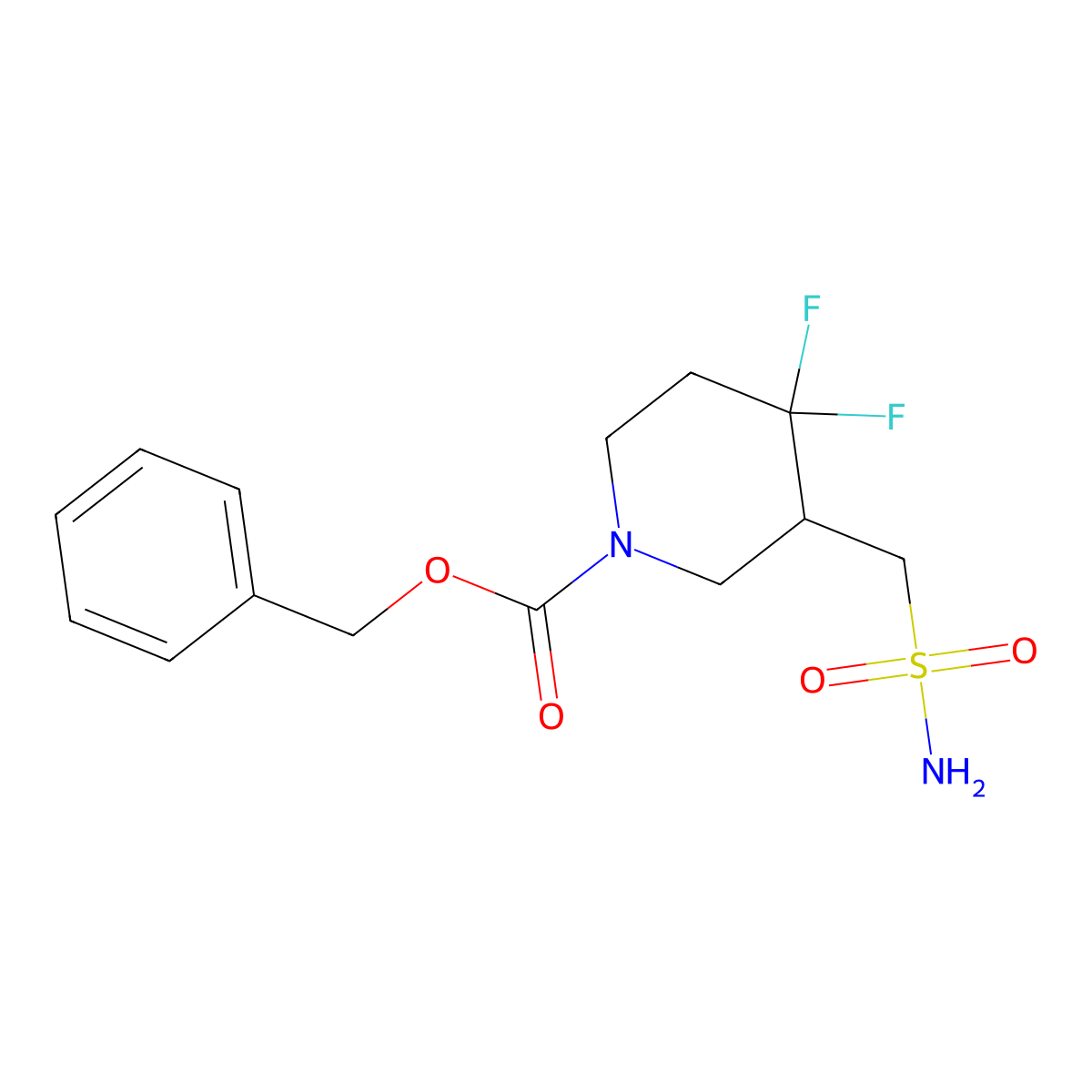Benzyl 4,4-difluoro-3-(sulfamoylmethyl)piperidine-1-carboxylate molecular structure, CAS 2580188-14-1