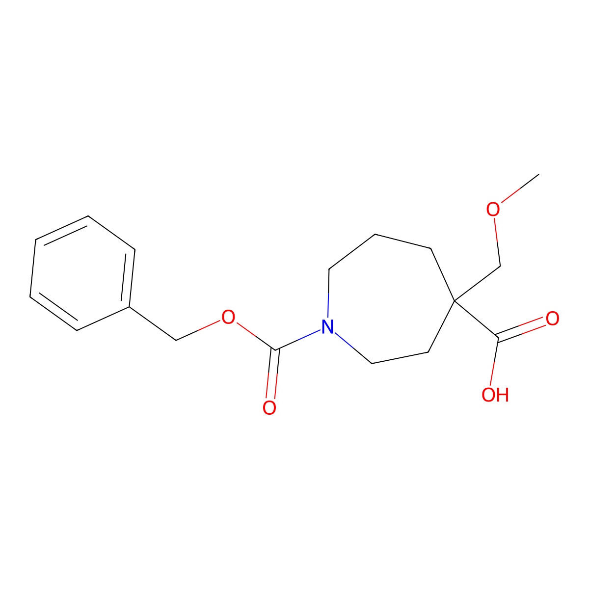 1-[(Benzyloxy)carbonyl]-4-(methoxymethyl)azepane-4-carboxylic acid molecular structure, CAS 2580188-17-4