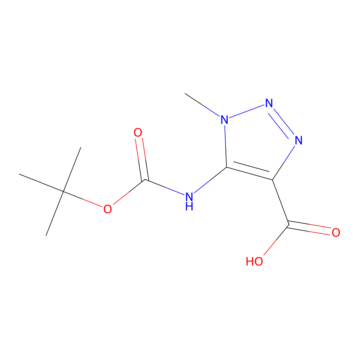 5-{[(tert-butoxy)carbonyl]amino}-1-methyl-1H-1,2,3-triazole-4-carboxylic acid molecular structure, CAS 2580188-20-9