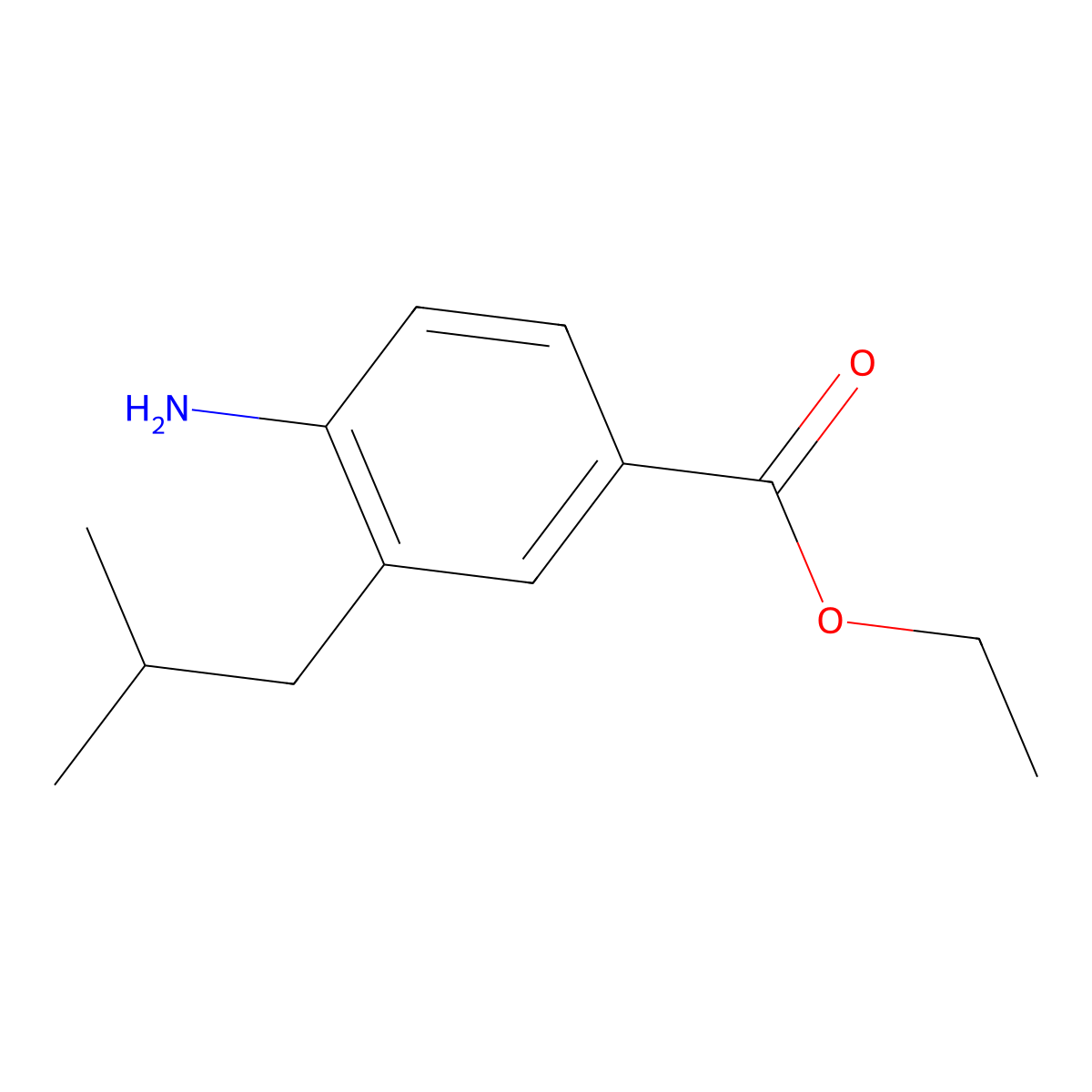 Ethyl 4-amino-3-(2-methylpropyl)benzoate molecular structure, CAS 2580188-26-5