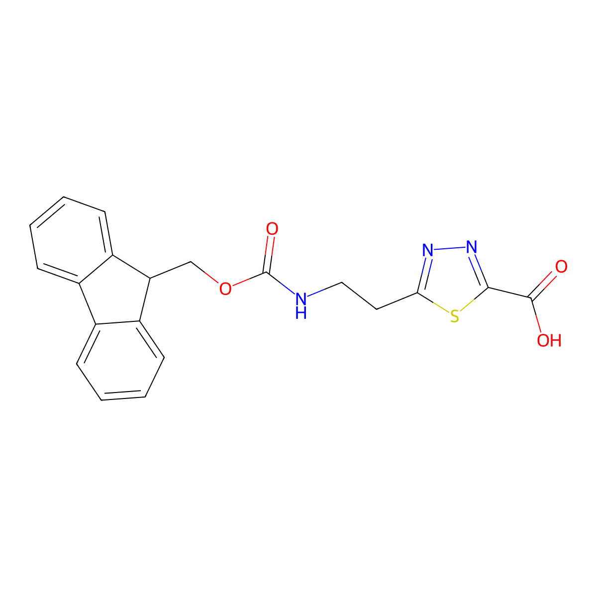 5-[2-({[(9H-fluoren-9-yl)methoxy]carbonyl}amino)ethyl]-1,3,4-thiadiazole-2-carboxylic acid molecular structure, CAS 2580188-32-3