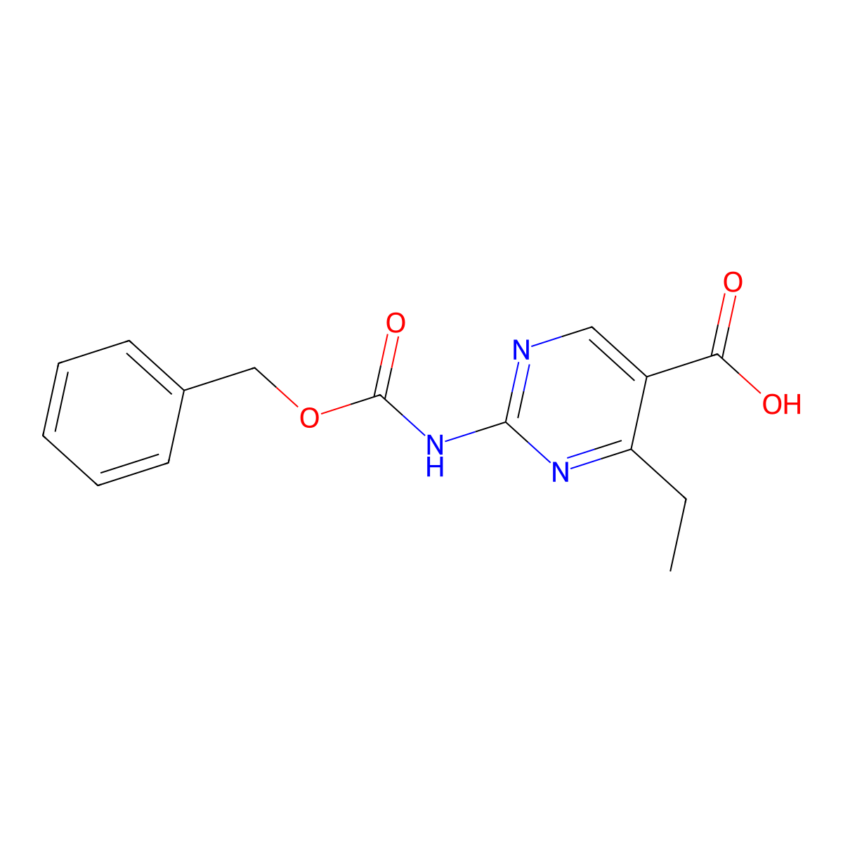 2-{[(Benzyloxy)carbonyl]amino}-4-ethylpyrimidine-5-carboxylic acid molecular structure, CAS 2580188-33-4