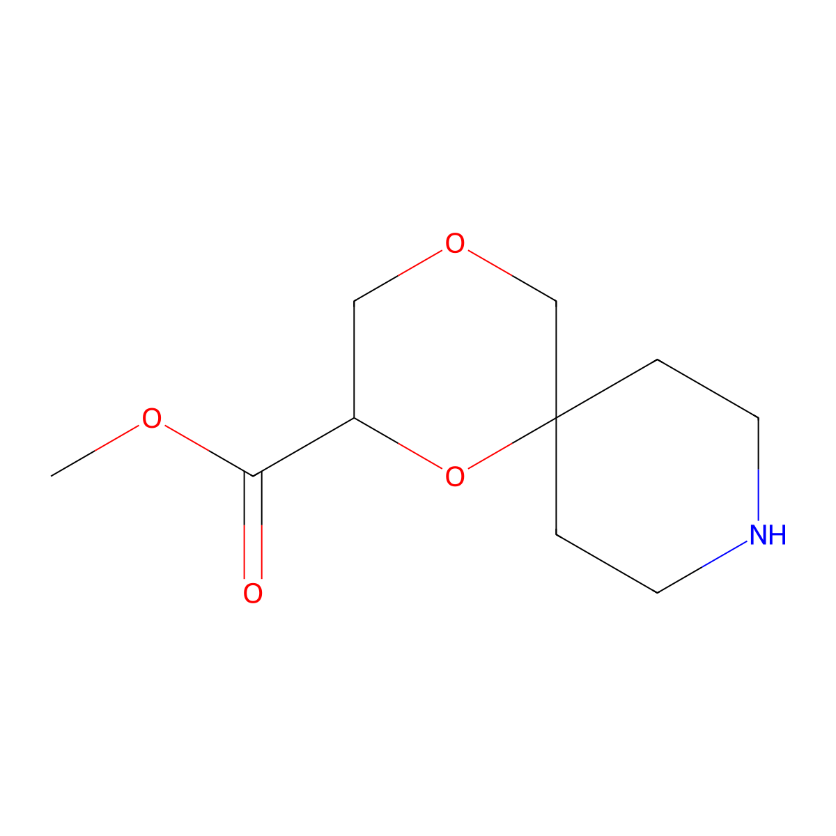 Methyl 1,4-dioxa-9-azaspiro[5.5]undecane-2-carboxylate molecular structure, CAS 2580188-36-7