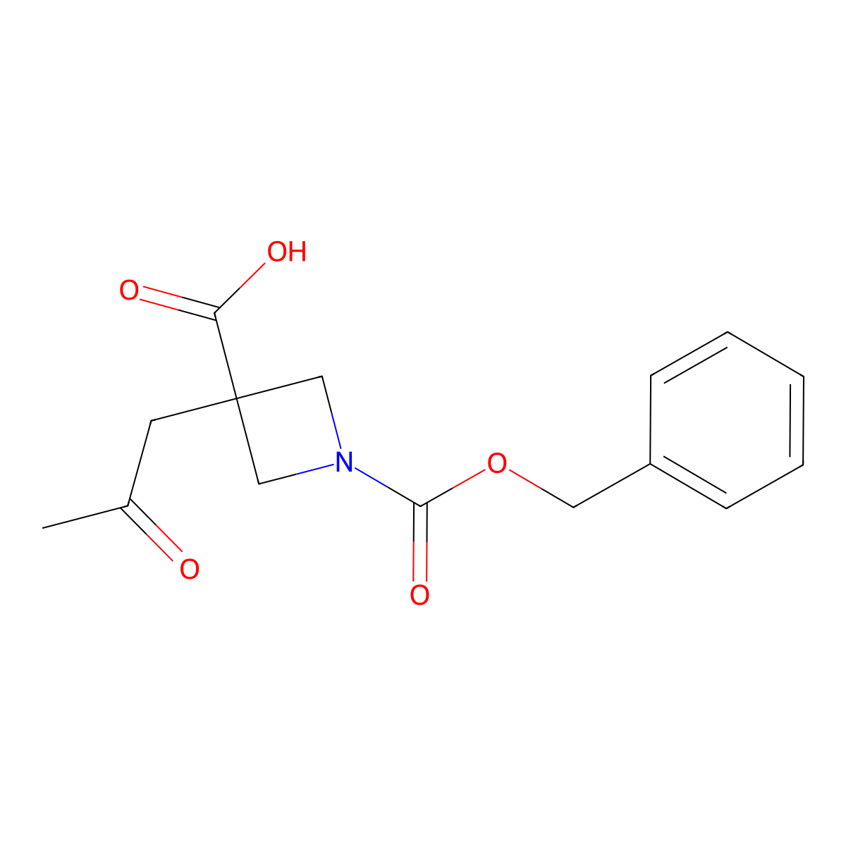1-[(Benzyloxy)carbonyl]-3-(2-oxopropyl)azetidine-3-carboxylic acid molecular structure, CAS 2580188-43-6