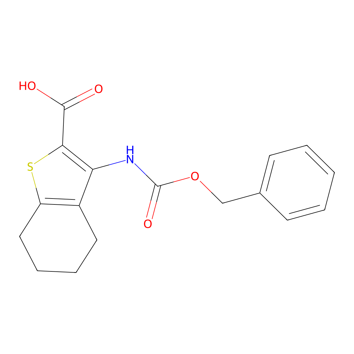 3-{[(Benzyloxy)carbonyl]amino}-4,5,6,7-tetrahydro-1-benzothiophene-2-carboxylic acid molecular structure, CAS 2580188-44-7