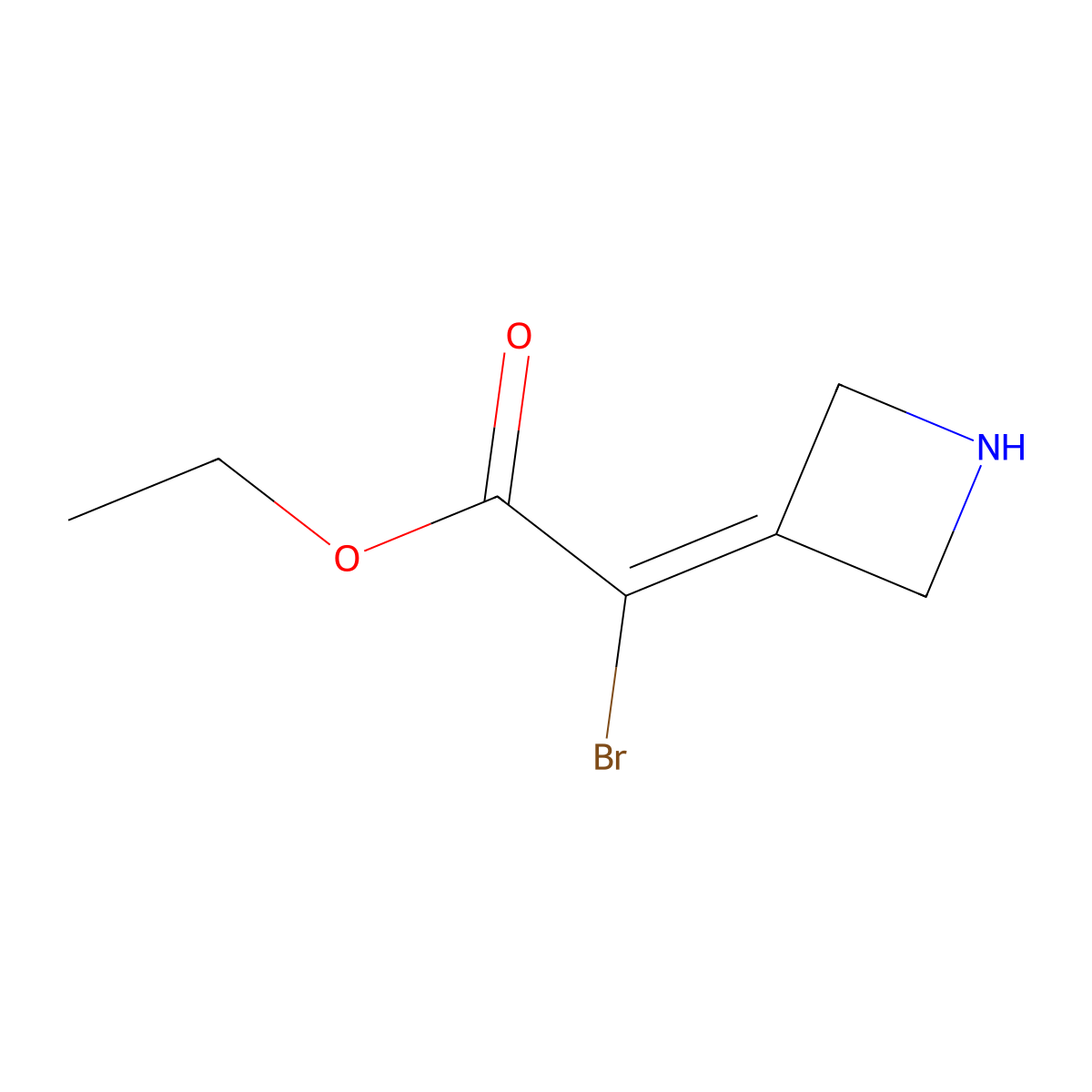 Ethyl 2-(azetidin-3-ylidene)-2-bromoacetate molecular structure, CAS 2580188-51-6