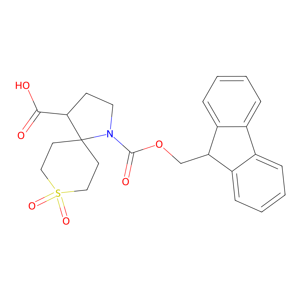 1-{[(9H-fluoren-9-yl)methoxy]carbonyl}-8,8-dioxo-8lambda6-thia-1-azaspiro[4.5]decane-4-carboxylic acid molecular structure, CAS 2580188-62-9