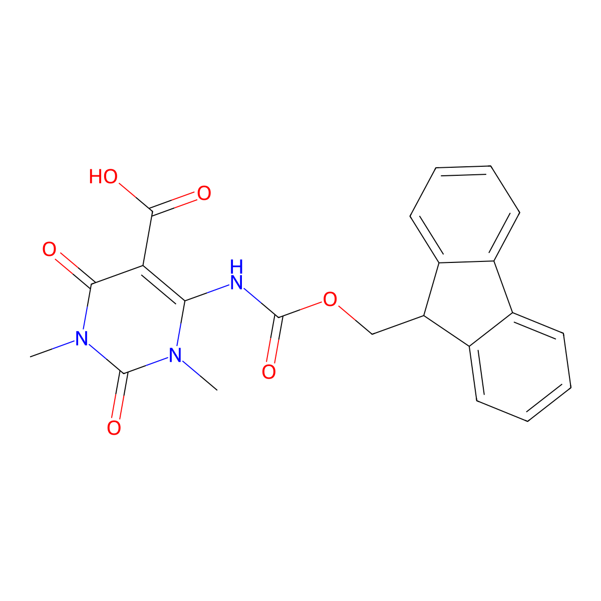 6-({[(9H-fluoren-9-yl)methoxy]carbonyl}amino)-1,3-dimethyl-2,4-dioxo-1,2,3,4-tetrahydropyrimidine-5-carboxylic acid molecular structure, CAS 2580188-63-0