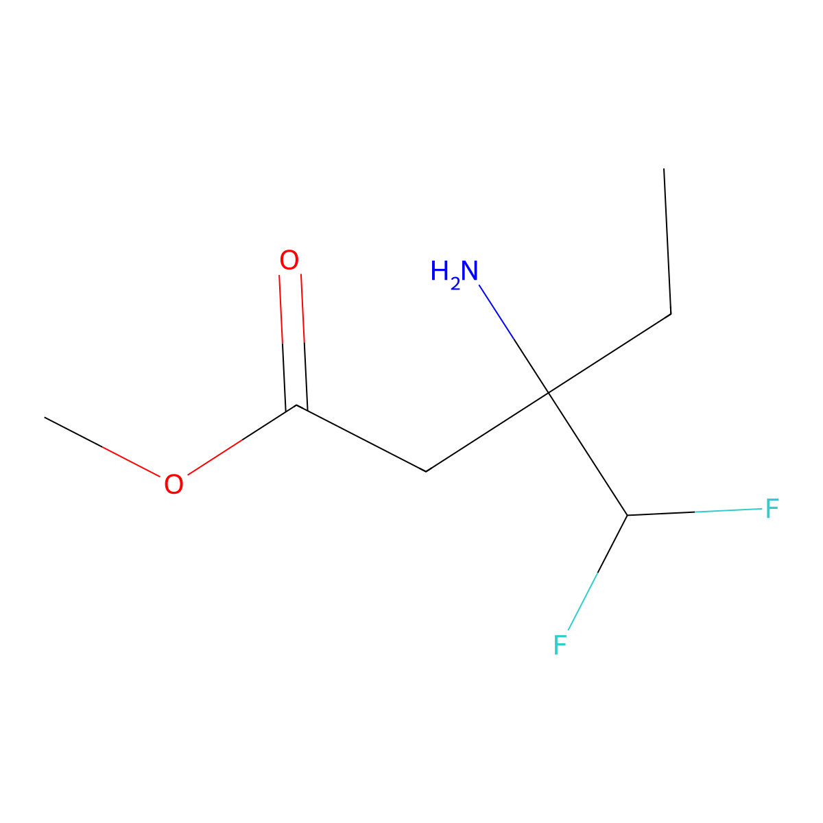 Methyl 3-amino-3-(difluoromethyl)pentanoate molecular structure, CAS 2580188-67-4