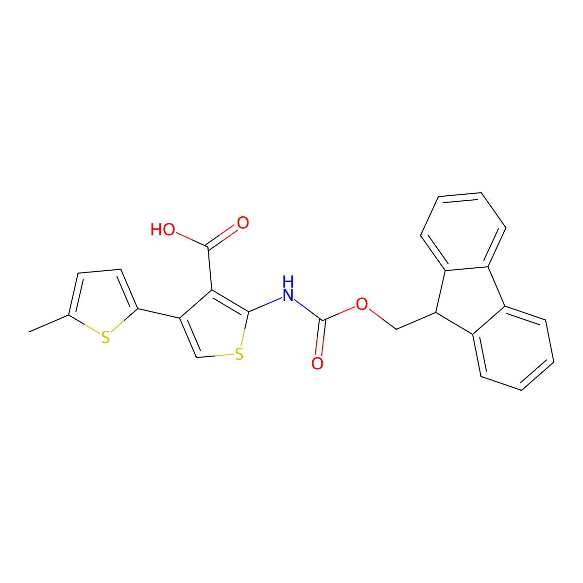 5'-({[(9H-fluoren-9-yl)methoxy]carbonyl}amino)-5-methyl-[2,3'-bithiophene]-4'-carboxylic acid molecular structure, CAS 2580188-74-3