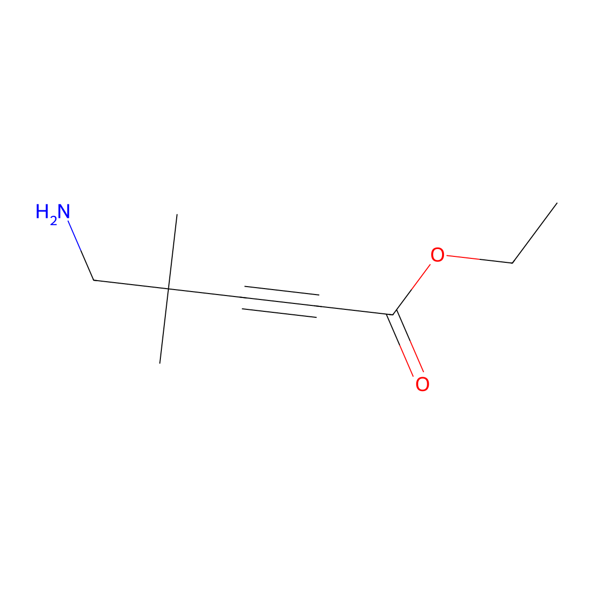 Ethyl 5-amino-4,4-dimethylpent-2-ynoate molecular structure, CAS 2580188-77-6