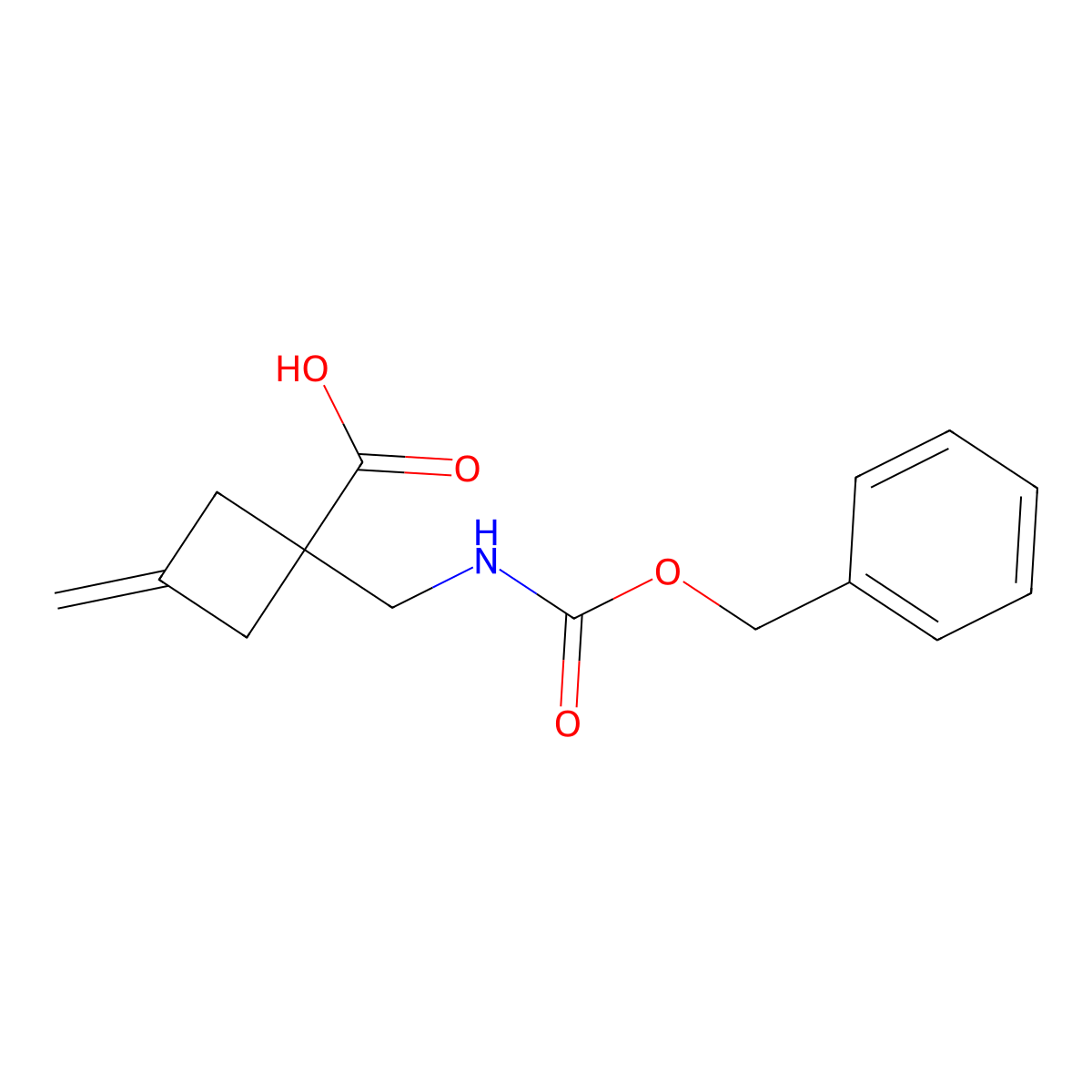 1-({[(Benzyloxy)carbonyl]amino}methyl)-3-methylidenecyclobutane-1-carboxylic acid molecular structure, CAS 2580188-89-0