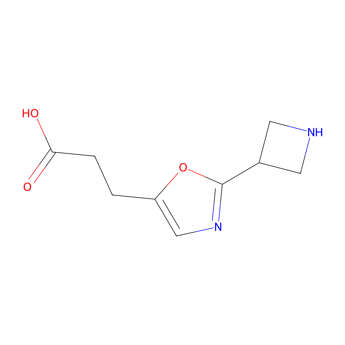 3-[2-(Azetidin-3-yl)-1,3-oxazol-5-yl]propanoic acid molecular structure, CAS 2580188-94-7