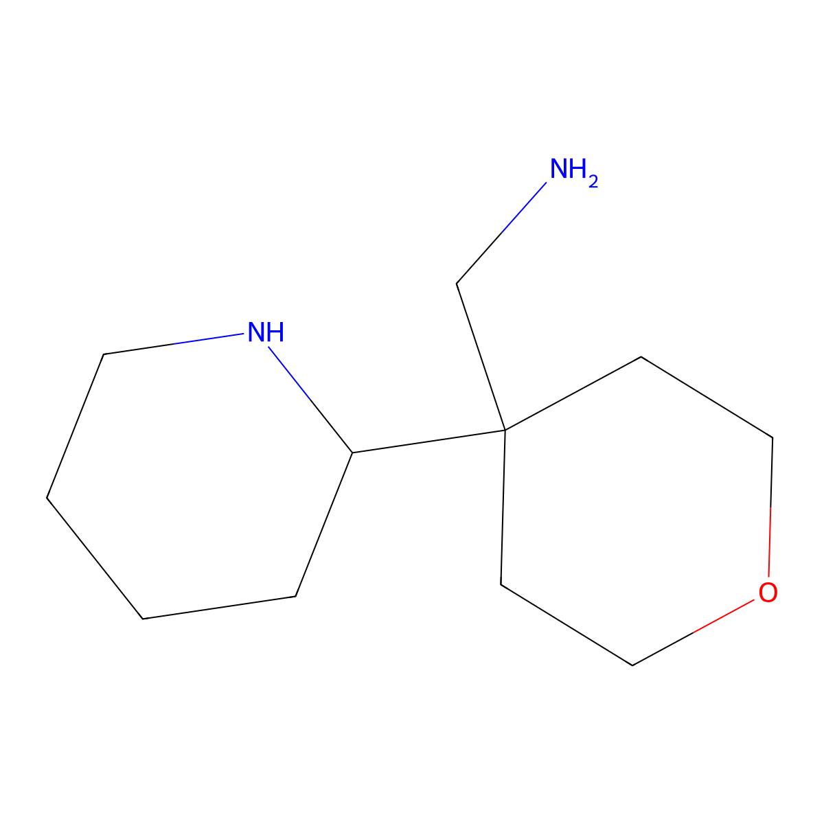 1-[4-(Piperidin-2-yl)oxan-4-yl]methanamine molecular structure, CAS 2580189-06-4