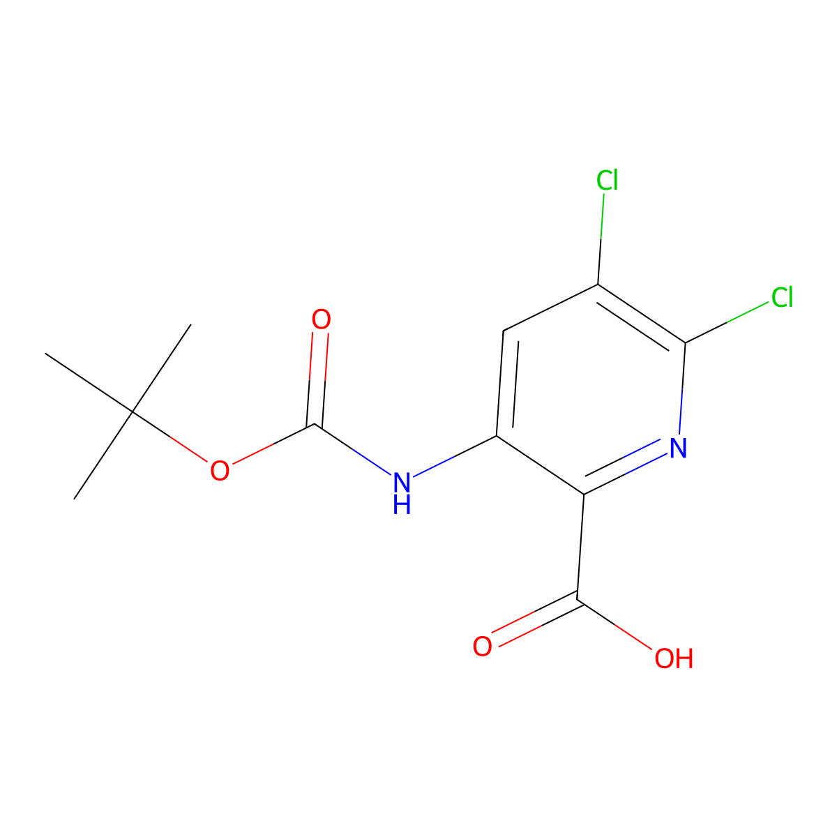 3-{[(Tert-butoxy)carbonyl]amino}-5,6-dichloropyridine-2-carboxylic acid molecular structure, CAS 2580189-08-6