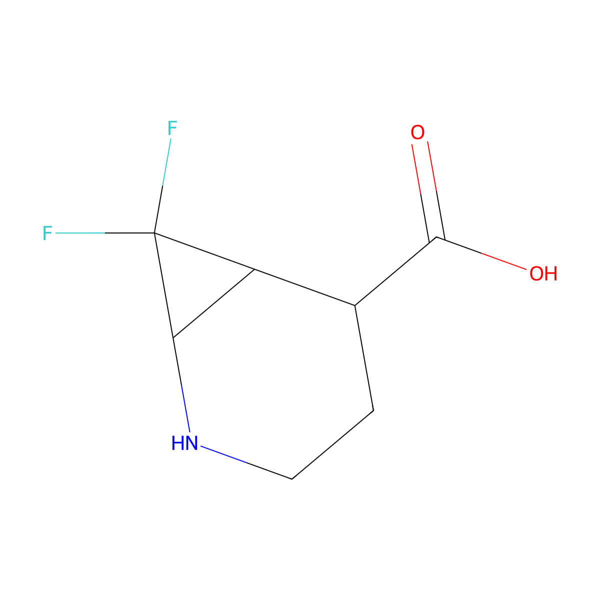 7,7-Difluoro-2-azabicyclo[4.1.0]heptane-5-carboxylic acid molecular structure, CAS 2580189-11-1