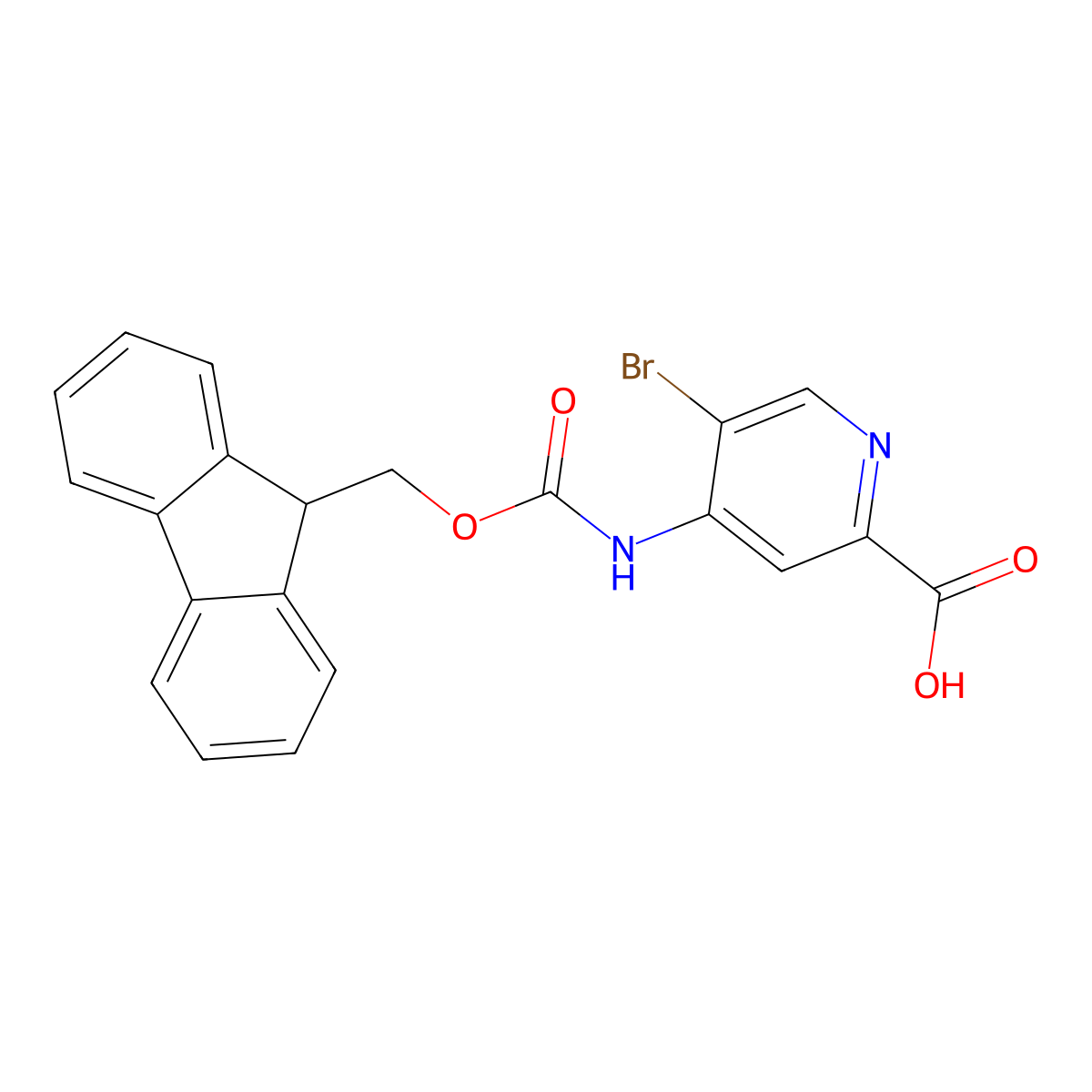 5-bromo-4-({[(9H-fluoren-9-yl)methoxy]carbonyl}amino)pyridine-2-carboxylic acid molecular structure, CAS 2580189-16-6