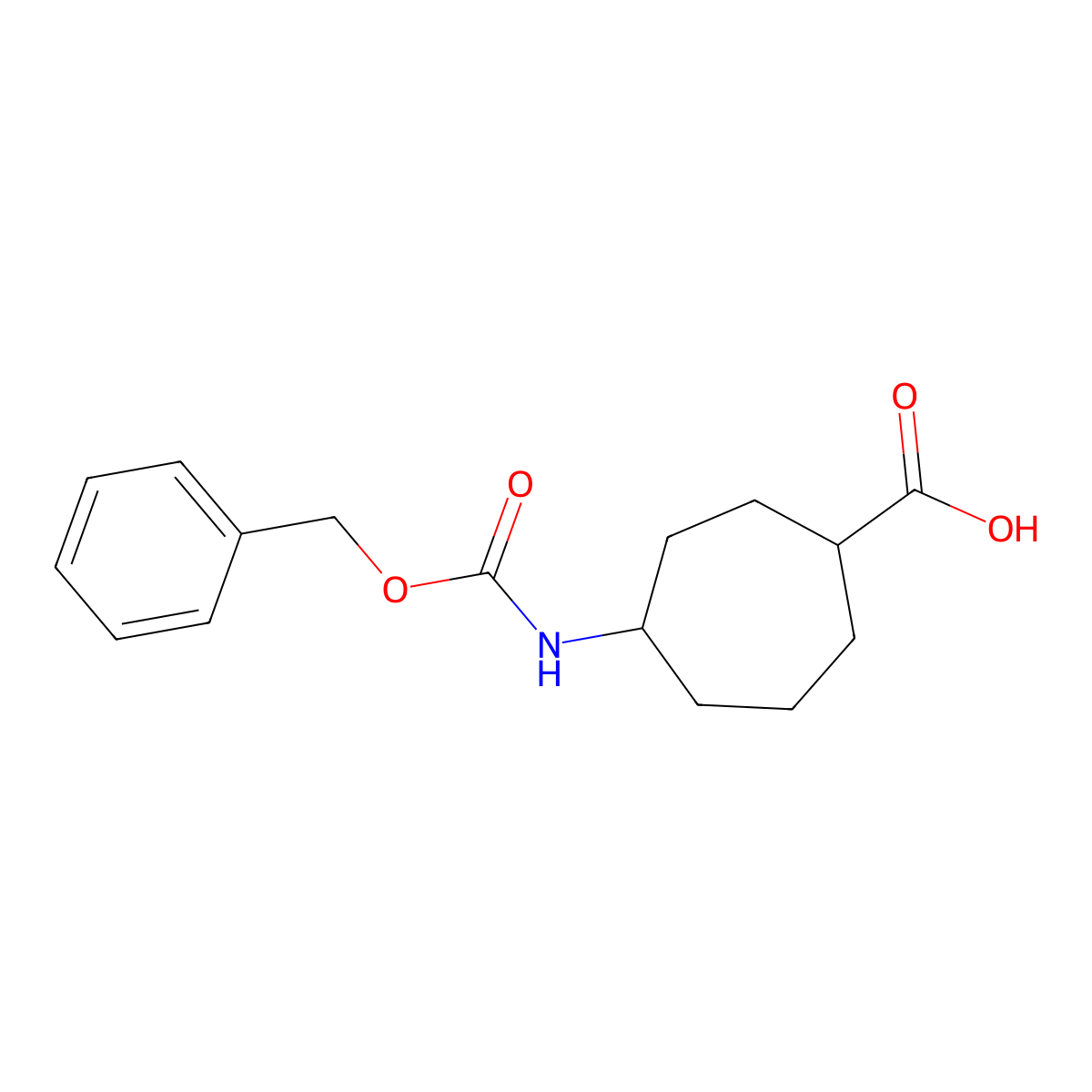 4-{[(Benzyloxy)carbonyl]amino}cycloheptane-1-carboxylic acid molecular structure, CAS 2580189-18-8