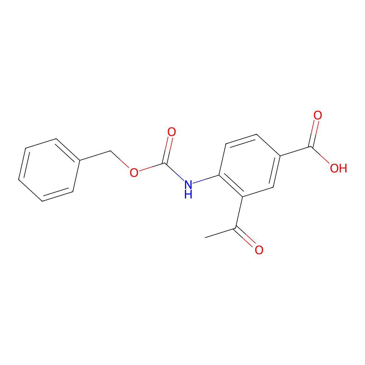 3-Acetyl-4-{[(benzyloxy)carbonyl]amino}benzoic acid molecular structure, CAS 2580189-36-0