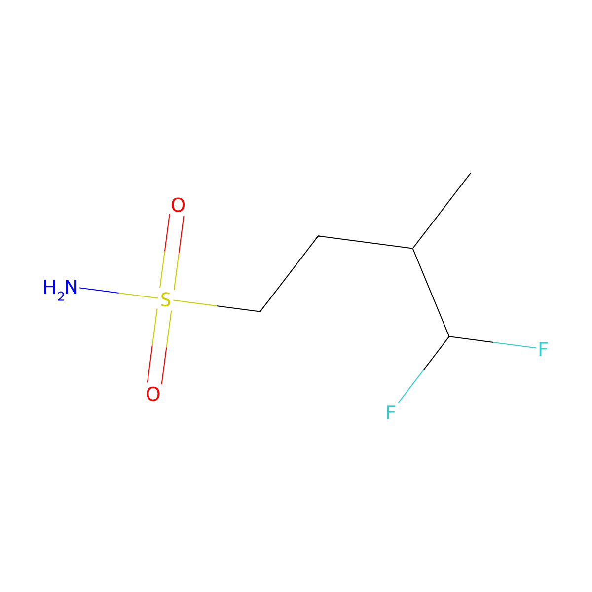 4,4-Difluoro-3-methylbutane-1-sulfonamide molecular structure, CAS 2580189-41-7