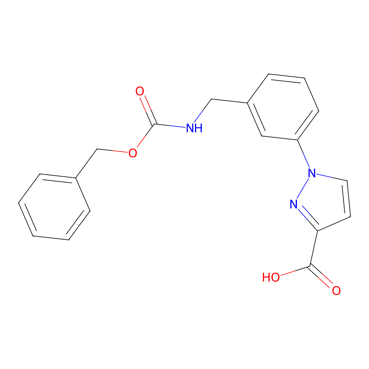 1-[3-({[(benzyloxy)carbonyl]amino}methyl)phenyl]-1H-pyrazole-3-carboxylic acid molecular structure, CAS 2580189-42-8